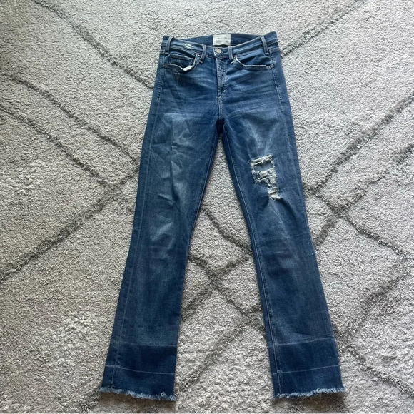 McGuire jeans High Rise Distressed Raw Hem Slim boot Stretch Button Fly Size 26 - Picture 1 of 14